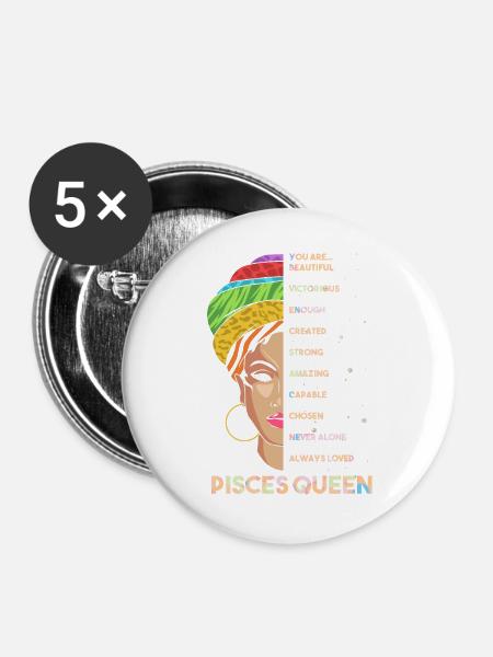 Sternzeichen Fische - Buttons groß 56 mm (5er Pack) - Weiß