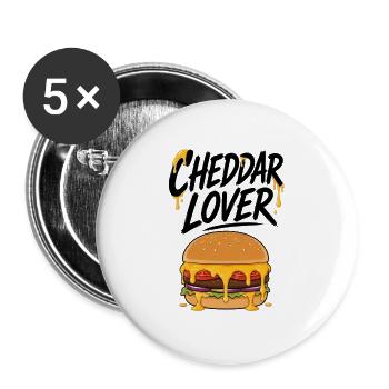 Amoureux du Cheddar Burger Illustration - Lot de 5 grands badges (56 mm) - blanc - Devant