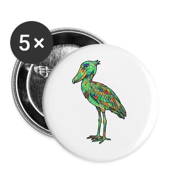 Leaded Glass Bird Blaze of Colors Shoebill Shoebill - Buttons large 2.2''/56 mm (5-pack) - white - Front