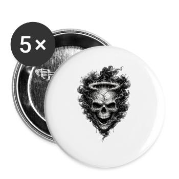 Schädel mit dunklem Rauch gotische Horror-Grafik - Buttons groß 56 mm (5er Pack) - Weiß - Vorne