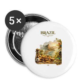 Brazil Tropical Explorer Artwork - Buttons groß 56 mm (5er Pack) - Weiß - Vorne