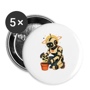Robot-Gärtner im Orbitglanz - Buttons groß 56 mm (5er Pack) - Weiß - Vorne