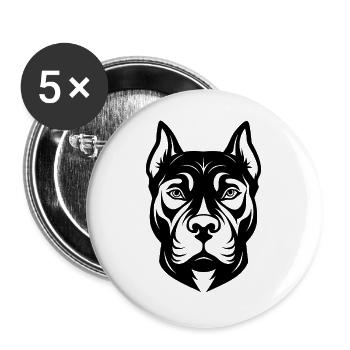 Pitbull Face - Buttons large 2.2''/56 mm (5-pack) - white - Front