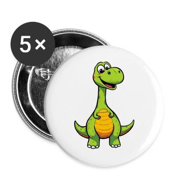 Cheerful dinosaur with orange belly - Buttons large 2.2''/56 mm (5-pack) - white - Front