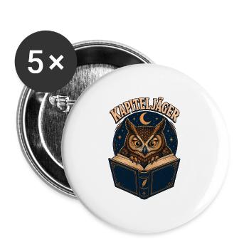 Kapiteljäger Nachtbuch-Eule - Buttons groß 56 mm (5er Pack) - Weiß - Vorne