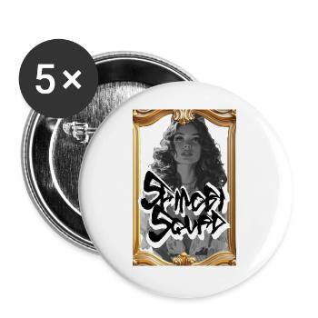 Cadre de portrait Graffiti Noir - Lot de 5 grands badges (56 mm) - blanc - Devant