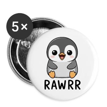 Cute Cartoon Penguin Chibi Rawr - Buttons large 2.2''/56 mm (5-pack) - white - Front