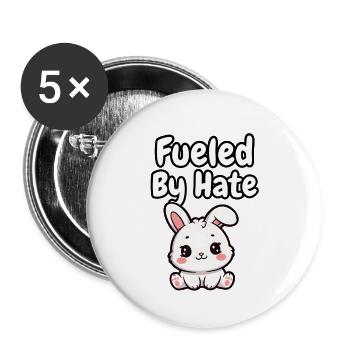Fueled By Hate Bunny - Buttons large 2.2''/56 mm (5-pack) - white - Front