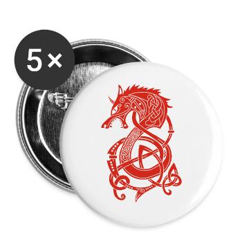 Viking Wolf Dragon (Red) - Buttons large 2.2''/56 mm (5-pack) - white - Front
