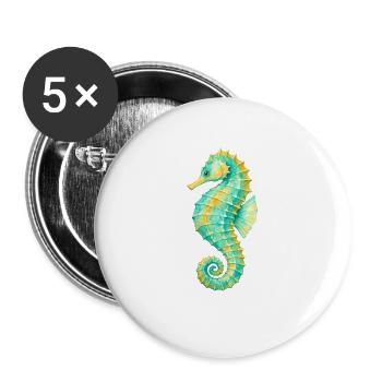 Watercolor Seahorse - Buttons large 2.2''/56 mm (5-pack) - white - Front