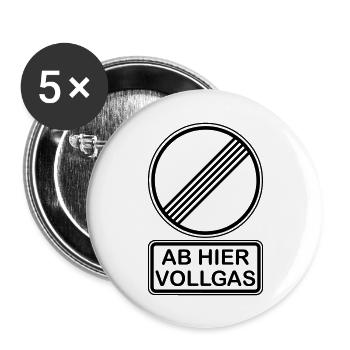 Geburtstag - Ab hier Vollgas Verkehrsschild - Buttons groß 56 mm (5er Pack) - Weiß - Vorne