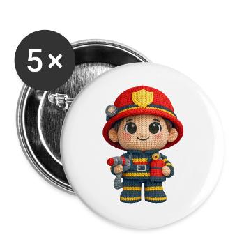 Little firefighter in knitted look - Buttons large 2.2''/56 mm (5-pack) - white - Front
