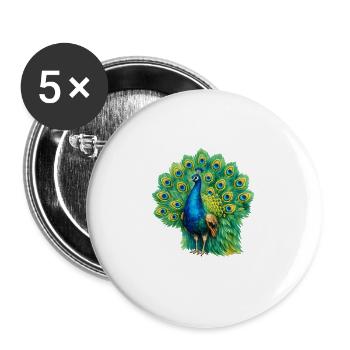 Magnificent peacock - Buttons large 2.2''/56 mm (5-pack) - white - Front