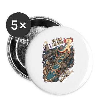 Ich War Das Nicht – Riesen Axolotl Kaiju - Buttons groß 56 mm (5er Pack) - Weiß - Vorne