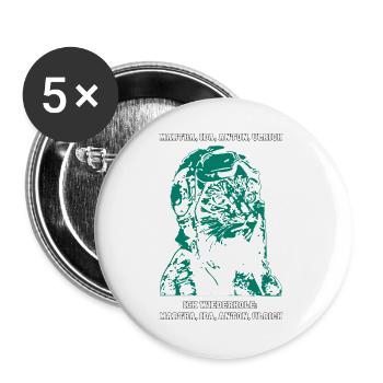 miau auf schwarz high - Buttons groß 56 mm (5er Pack) - Weiß - Vorne