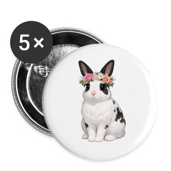 Lapin escargot anglais - Lot de 5 grands badges (56 mm) - blanc - Devant