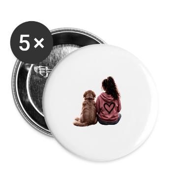 Girl with Goldie - Buttons large 2.2''/56 mm (5-pack) - white - Front