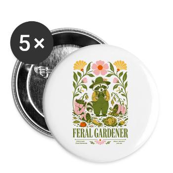 Feral Gardener Organic Gardening - Buttons large 2.2''/56 mm (5-pack) - white - Front