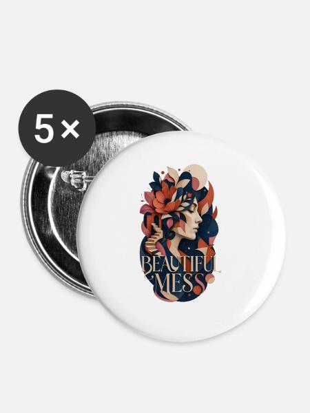 Beautiful Mess – Modern Art Collage - Buttons groß 56 mm (5er Pack) - Weiß