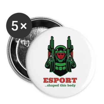 Esport Warrior Logo Print - Buttons large 2.2''/56 mm (5-pack) - white - Front