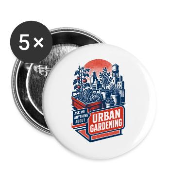 Urban Gardening Ask Me Anything about it - Buttons large 2.2''/56 mm (5-pack) - white - Front