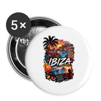 Ibiza Feeling  - Buttons groß 56 mm (5er Pack) - Weiß - Vorne