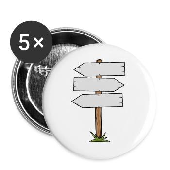 Wooden Signpost Direction Sign - Buttons large 2.2''/56 mm (5-pack) - white - Front