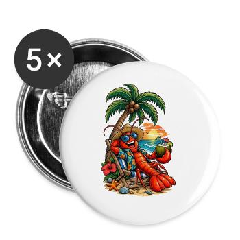 Homard hawaïen sur la plage - Lot de 5 grands badges (56 mm) - blanc - Devant