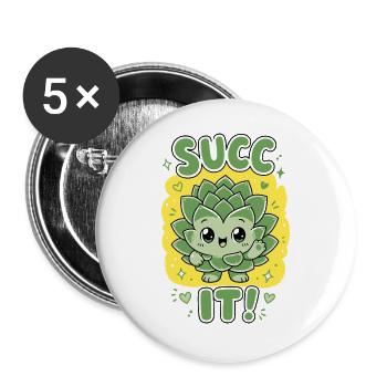 Jardinage urbain Succ It Plantes biologiques - Lot de 5 grands badges (56 mm) - blanc - Devant