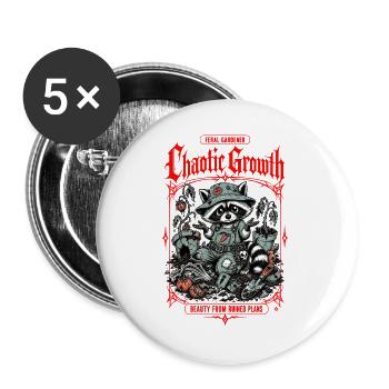 Feral Gardener Organic Gardening - Buttons large 2.2''/56 mm (5-pack) - white - Front