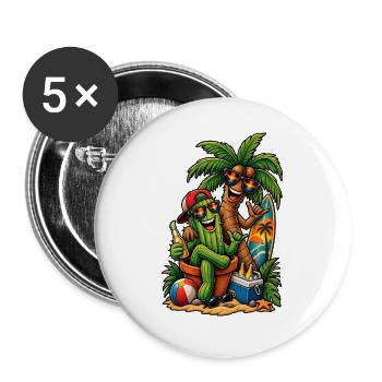 Kaktus & Palme: Sommer-Surfer-Party - Buttons groß 56 mm (5er Pack) - Weiß - Vorne