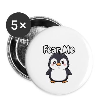 Fear Me Penguin - Buttons large 2.2''/56 mm (5-pack) - white - Front