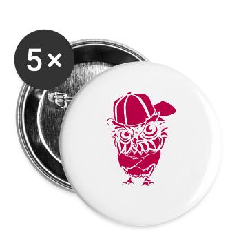 Hip Hopper Owl - Lot de 5 grands badges (56 mm) - blanc - Devant