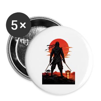 Ninja at Sundown by Torii Gate - Buttons large 2.2''/56 mm (5-pack) - white - Front
