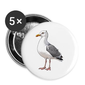 Seemöwe - Buttons groß 56 mm (5er Pack) - Weiß - Vorne