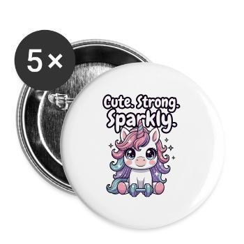 Unicorn Fitness Sparkle - Buttons groß 56 mm (5er Pack) - Weiß - Vorne
