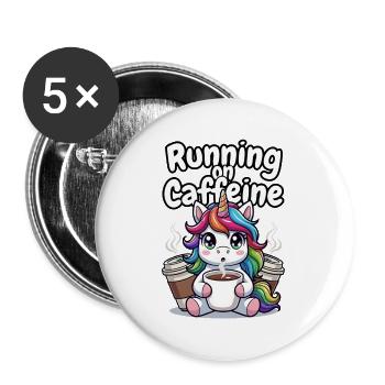 Licorne alimentée par la caféine - Lot de 5 grands badges (56 mm) - blanc - Devant