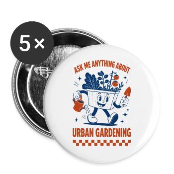 Frag mich alles über Stadtgärtnerung - Buttons groß 56 mm (5er Pack) - Weiß - Vorne