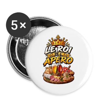 Le Roi de l'Apéro - Lot de 5 grands badges (56 mm) - blanc - Devant