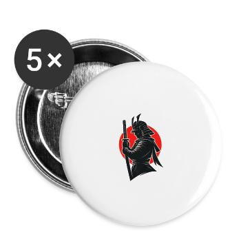 Silhouette de samouraï sous le soleil rouge - Lot de 5 grands badges (56 mm) - blanc - Devant