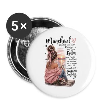 Kuscheltage am See - Buttons groß 56 mm (5er Pack) - Weiß - Vorne