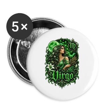 Green Virgo Lunar Goddess - Buttons large 2.2''/56 mm (5-pack) - white - Front