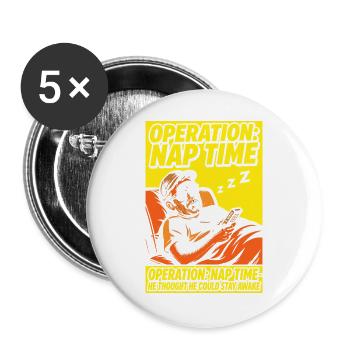 Operation Naptime – Funny Sleep Fan - Buttons large 2.2''/56 mm (5-pack) - white - Front