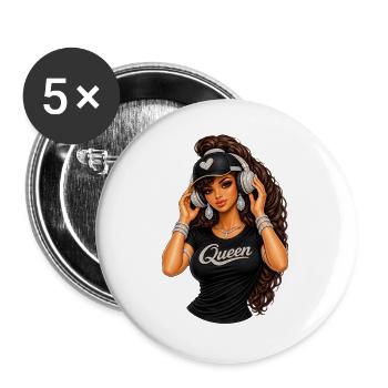 Queen Hip-Hop Glam Illustration - Buttons large 2.2''/56 mm (5-pack) - white - Front
