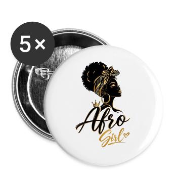 Golden Afro Girl – Black Elegance - Buttons large 2.2''/56 mm (5-pack) - white - Front