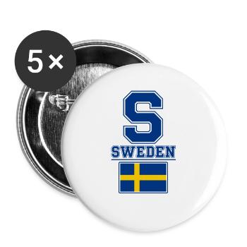 Vereinigtes Königreich – Schweden Klassisches Design - Buttons groß 56 mm (5er Pack) - Weiß - Vorne