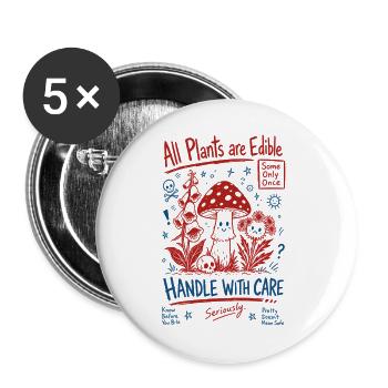 Stadtgärtnern Alle Pflanzen sind essbar - Buttons groß 56 mm (5er Pack) - Weiß - Vorne