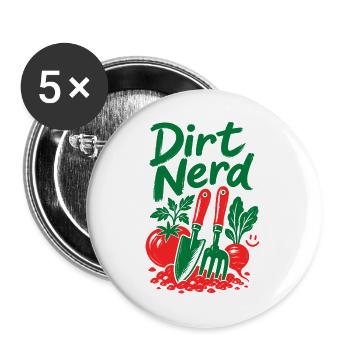 Dirt Nerd Organische Gartenpflanzen - Buttons groß 56 mm (5er Pack) - Weiß - Vorne