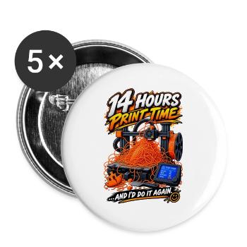 14 Hours Print Fail - Buttons groß 56 mm (5er Pack) - Weiß - Vorne