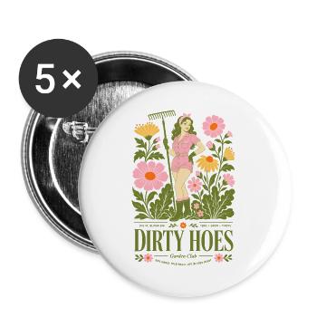 Dirty Hoes Organic Gardening Plantlaber - Buttons groß 56 mm (5er Pack) - Weiß - Vorne